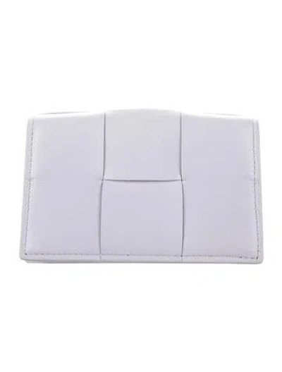 Pre-owned Bottega Veneta Intrecciato Weave Leather Card Holder In Purple