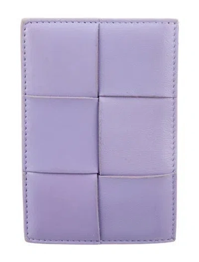 Pre-owned Bottega Veneta Intrecciato Weave Leather Card Holder In Purple