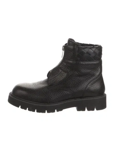 Pre-owned Bottega Veneta Intrecciato Weave Leather Combat Boots In Brown