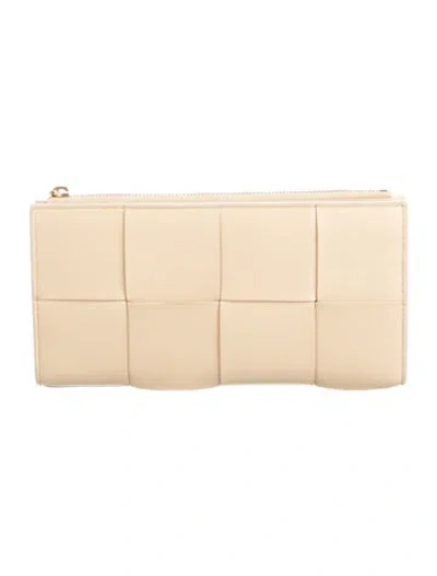 Pre-owned Bottega Veneta Intrecciato Weave Leather Continental Wallet In Neutrals