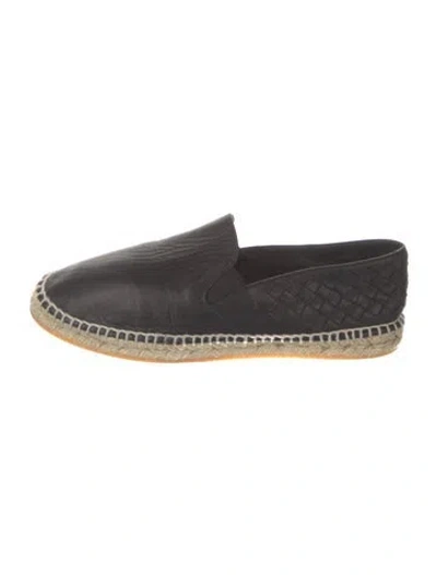 Pre-owned Bottega Veneta Intrecciato Weave Leather Espadrilles In Black