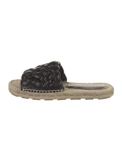 Pre-owned Bottega Veneta Intrecciato Weave Leather Espadrilles In Black