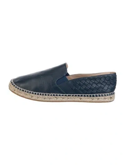 Pre-owned Bottega Veneta Intrecciato Weave Leather Espadrilles In Blue