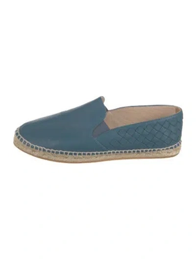 Pre-owned Bottega Veneta Intrecciato Weave Leather Espadrilles In Blue