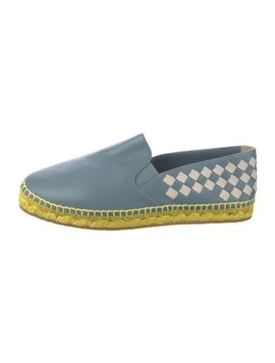 Pre-owned Bottega Veneta Intrecciato Weave Leather Espadrilles In Blue