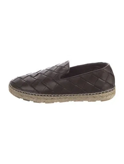 Pre-owned Bottega Veneta Intrecciato Weave Leather Espadrilles In Brown