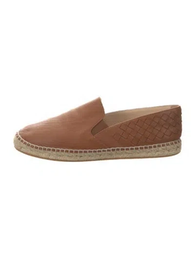 Pre-owned Bottega Veneta Intrecciato Weave Leather Espadrilles In Brown