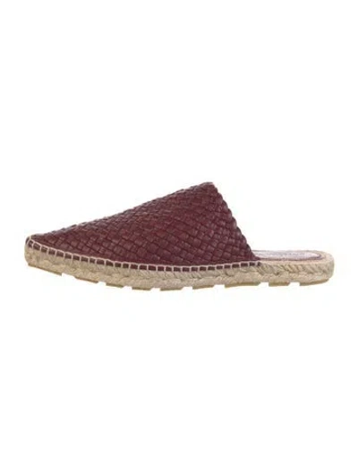 Pre-owned Bottega Veneta Intrecciato Weave Leather Espadrilles In Burgundy