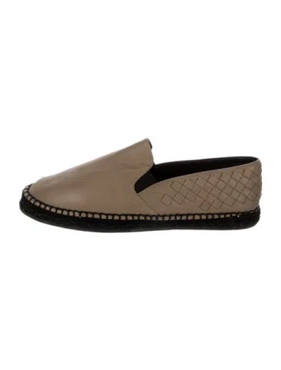 Pre-owned Bottega Veneta Intrecciato Weave Leather Espadrilles In Neutral