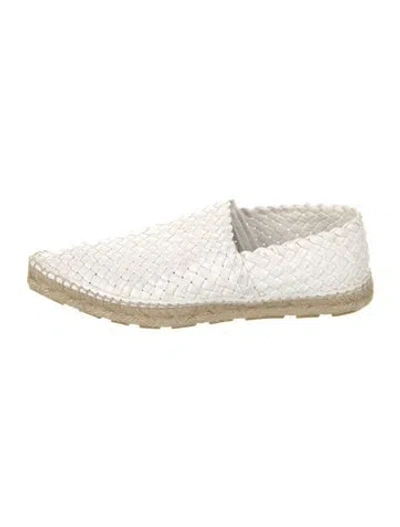 Pre-owned Bottega Veneta Intrecciato Weave Leather Espadrilles In White
