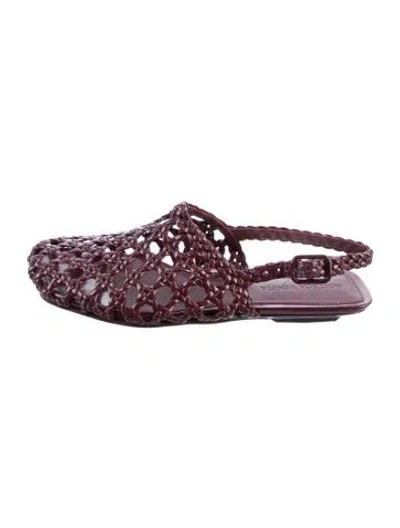 Pre-owned Bottega Veneta Intrecciato Weave Leather Flats In Burgundy
