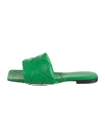 Pre-owned Bottega Veneta Intrecciato Weave Leather Flats In Green