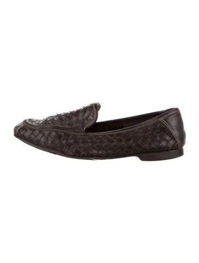 Pre-owned Bottega Veneta Intrecciato Weave Leather Loafers In Black