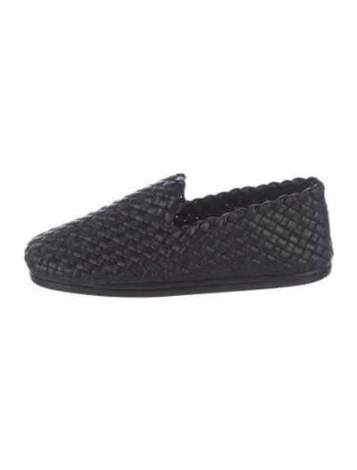 Pre-owned Bottega Veneta Intrecciato Weave Leather Loafers In Black