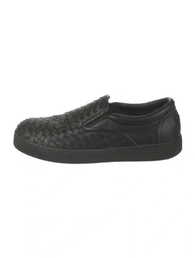 Pre-owned Bottega Veneta Intrecciato Weave Leather Loafers In Black