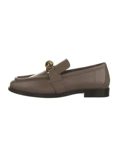 Pre-owned Bottega Veneta Intrecciato Weave Leather Loafers In Brown