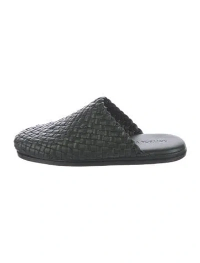 Pre-owned Bottega Veneta Intrecciato Weave Leather Mules In Green