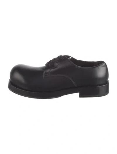Pre-owned Bottega Veneta Intrecciato Weave Leather Oxfords In Black/blue