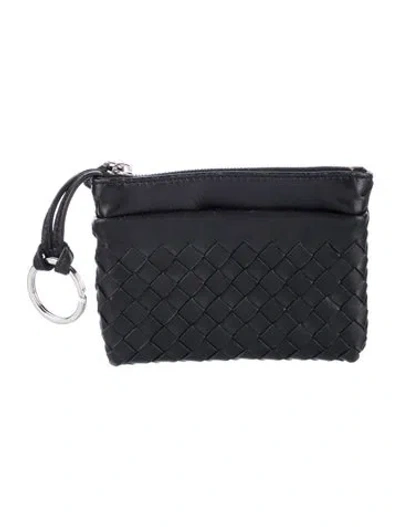 Pre-owned Bottega Veneta Intrecciato Weave Leather Pouch In Black