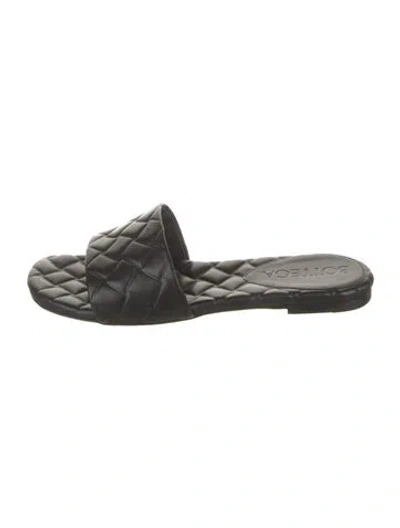 Pre-owned Bottega Veneta Intrecciato Weave Leather Slides In Black