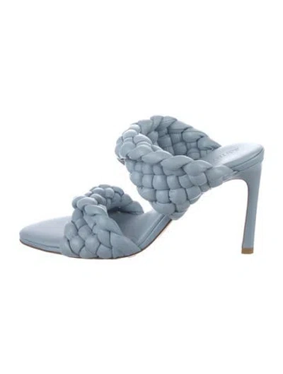 Pre-owned Bottega Veneta Intrecciato Weave Leather Slides In Blue