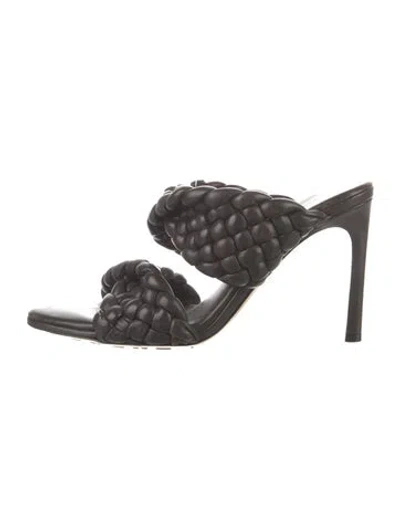 Pre-owned Bottega Veneta Intrecciato Weave Leather Slides In Brown