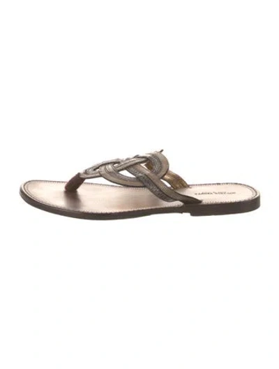Pre-owned Bottega Veneta Intrecciato Weave Leather Slides In Brown