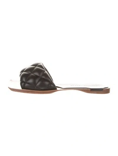 Pre-owned Bottega Veneta Intrecciato Weave Leather Slides In Brown