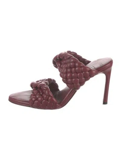 Pre-owned Bottega Veneta Intrecciato Weave Leather Slides In Burgundy