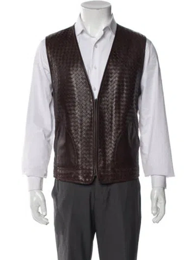 Pre-owned Bottega Veneta Intrecciato Weave Leather Vest In Brown