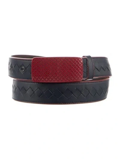 Pre-owned Bottega Veneta Intrecciato Weave Leather Waist Belt In Multi