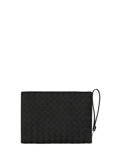 Bottega Veneta Intrecciato Weave Leather Wallet In Black