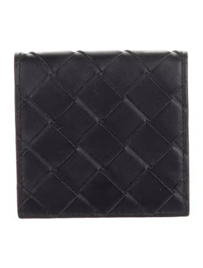 Pre-owned Bottega Veneta Intrecciato Weave Leather Wallet In Blue