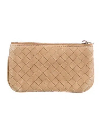 Pre-owned Bottega Veneta Intrecciato Weave Leather Wallet In Neutral