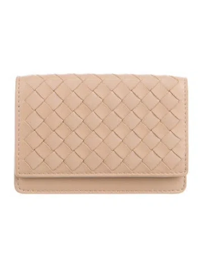 Pre-owned Bottega Veneta Intrecciato Weave Leather Wallet In Neutrals