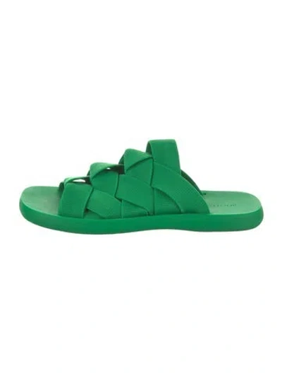 Pre-owned Bottega Veneta Intrecciato Weave Mules In Green