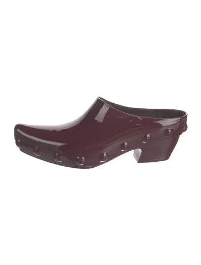 Pre-owned Bottega Veneta Intrecciato Weave Patent Leather Mules W/ Tags In Burgundy
