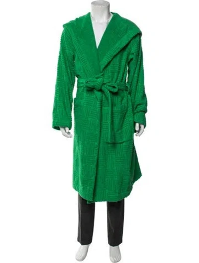 Pre-owned Bottega Veneta Intrecciato Weave Patterned Robe In Green