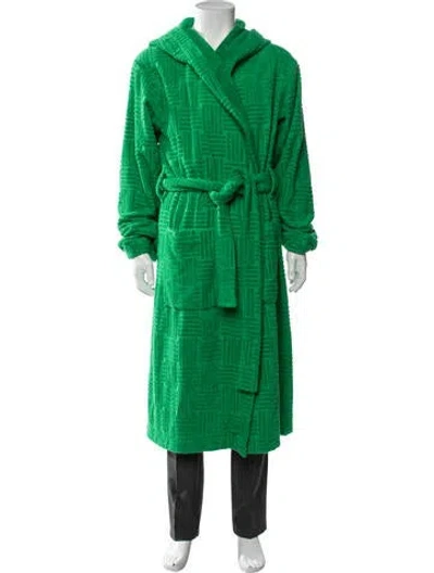 Pre-owned Bottega Veneta Intrecciato Weave Patterned Robe In Green