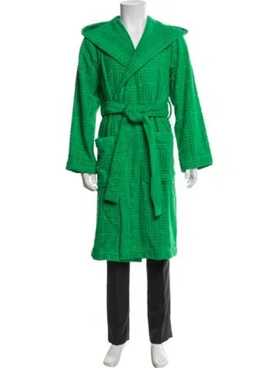 Pre-owned Bottega Veneta Intrecciato Weave Patterned Robe In Green
