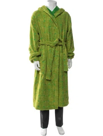 Pre-owned Bottega Veneta Intrecciato Weave Patterned Robe W/ Tags In Green