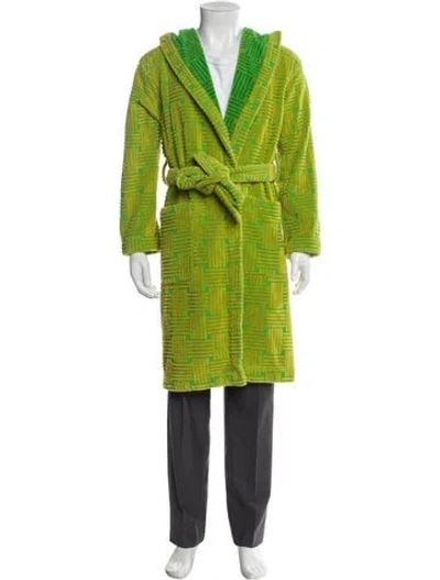 Pre-owned Bottega Veneta Intrecciato Weave Plaid Print Robe In Green