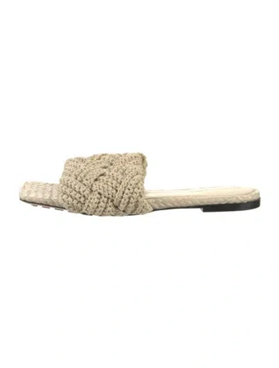 Pre-owned Bottega Veneta Intrecciato Weave Raffia Espadrilles In Neutral