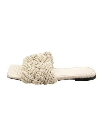Pre-owned Bottega Veneta Intrecciato Weave Raffia Espadrilles In Neutral