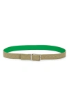 Bottega Veneta Intrecciato Weave Reversible Belt In Travertine/parakeet/silver
