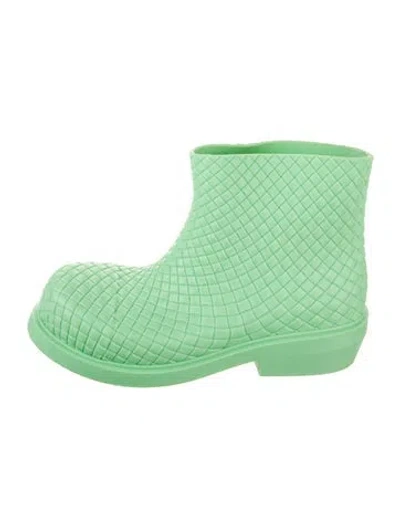 Pre-owned Bottega Veneta Intrecciato Weave Rubber Rain Boots In Green
