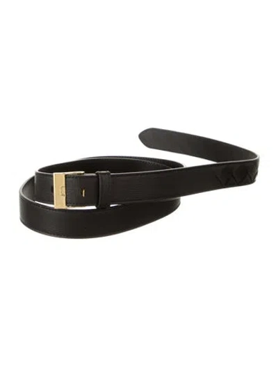 Pre-owned Bottega Veneta Intrecciato Weave Skinny Belt In Black