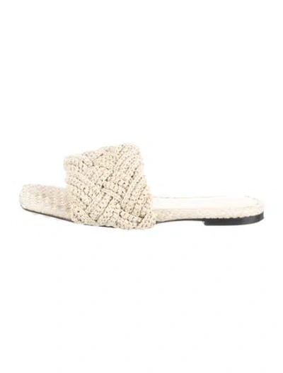 Pre-owned Bottega Veneta Intrecciato Weave Slides In Neutrals