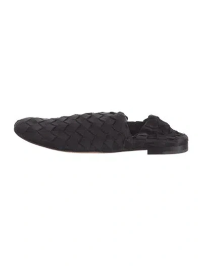 Pre-owned Bottega Veneta Intrecciato Weave Slippers In Black
