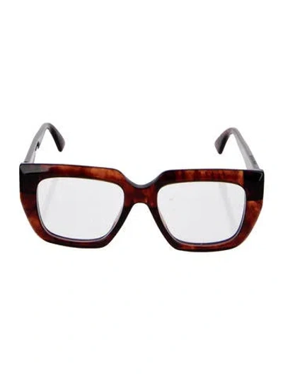 Pre-owned Bottega Veneta Intrecciato Weave Square Eyeglasses In Brown